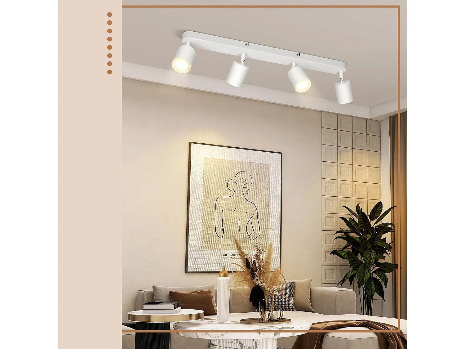 NETTLIFE 4 Spots de plafond GU10 design moderne orientables en blanc pour salon couloir chambre salle à manger cuisine