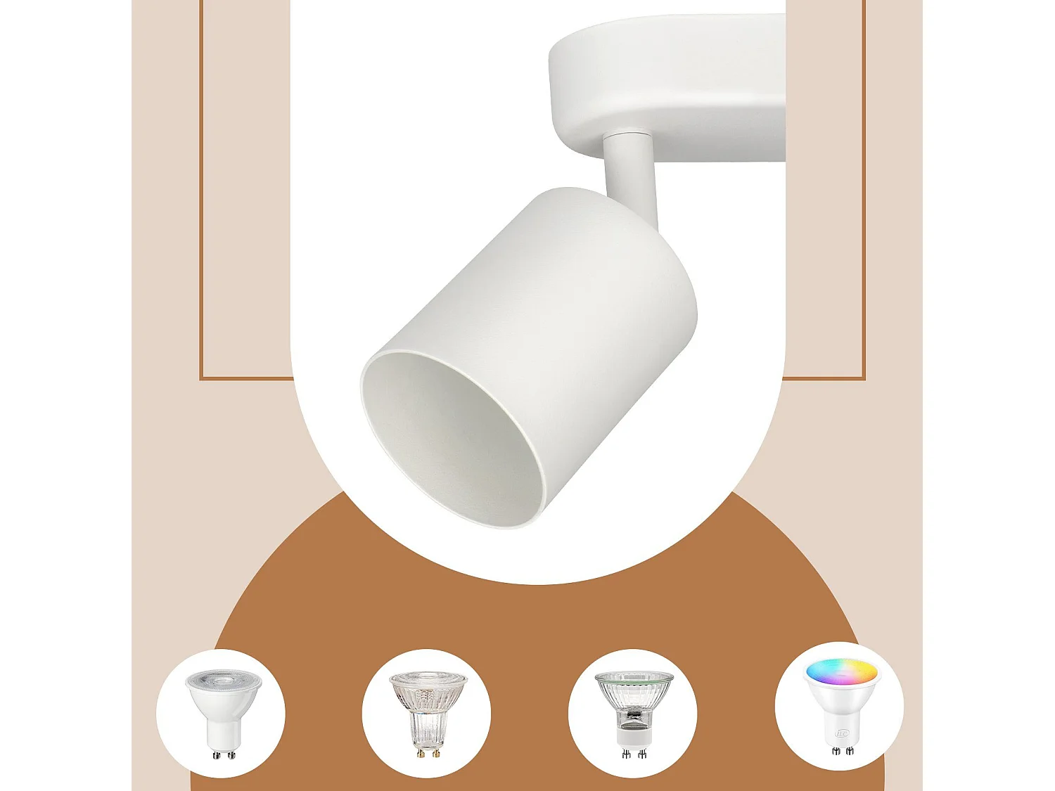 NETTLIFE 4 Spots de plafond GU10 design moderne orientables en blanc pour salon couloir chambre salle à manger cuisine