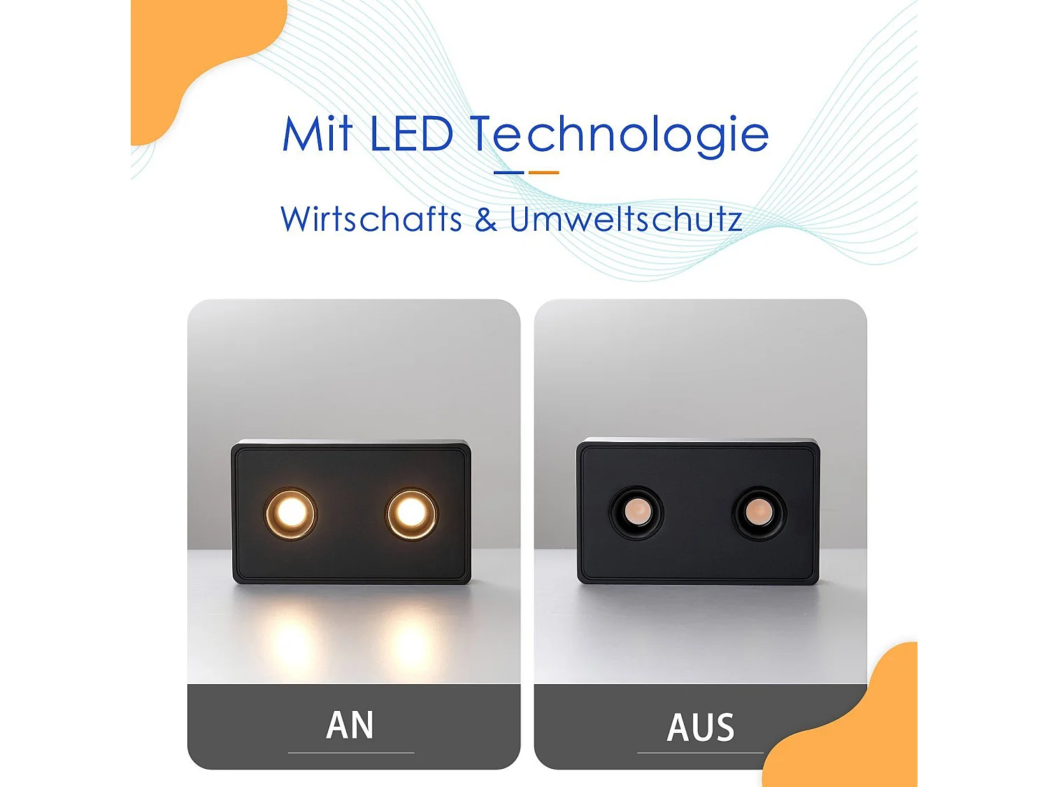 NETTLIFE 2 reflektory sufitowe LED czarne 11W kwadratowe ciepłe białe do salonu przedpokój sypialnia jadalnia kuchnia restauracja