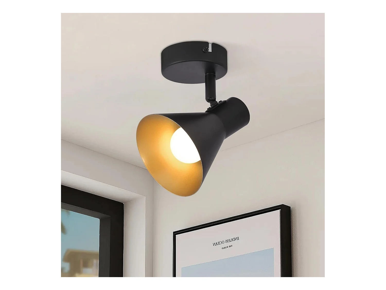 NETTLIFE Spots E14 Noir rétro Pivotant 350°en métal Spot Murale Lampe de Couloir pour Chambre Salon Escalier