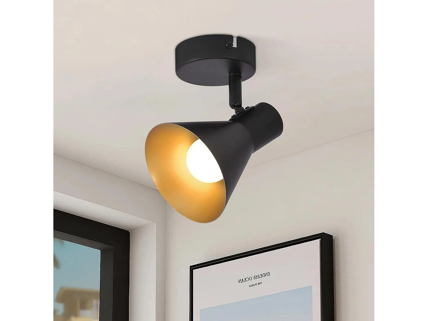 NETTLIFE Strahler E14 Schwarz Retro Schwenkbar 330° Metall Wandstrahler Flurlampe für Schlafzimmer Wohnzimmer Treppenhaus