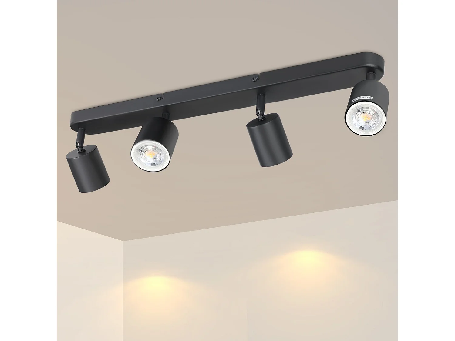 NETTLIFE 4 Strahler GU10 Max.25w Schwarz LED Deckenleuchte Wohnzimmer 350° Verstellbar Strahler für Flur Schlafzimmer Küche Esszimmer Esstisch