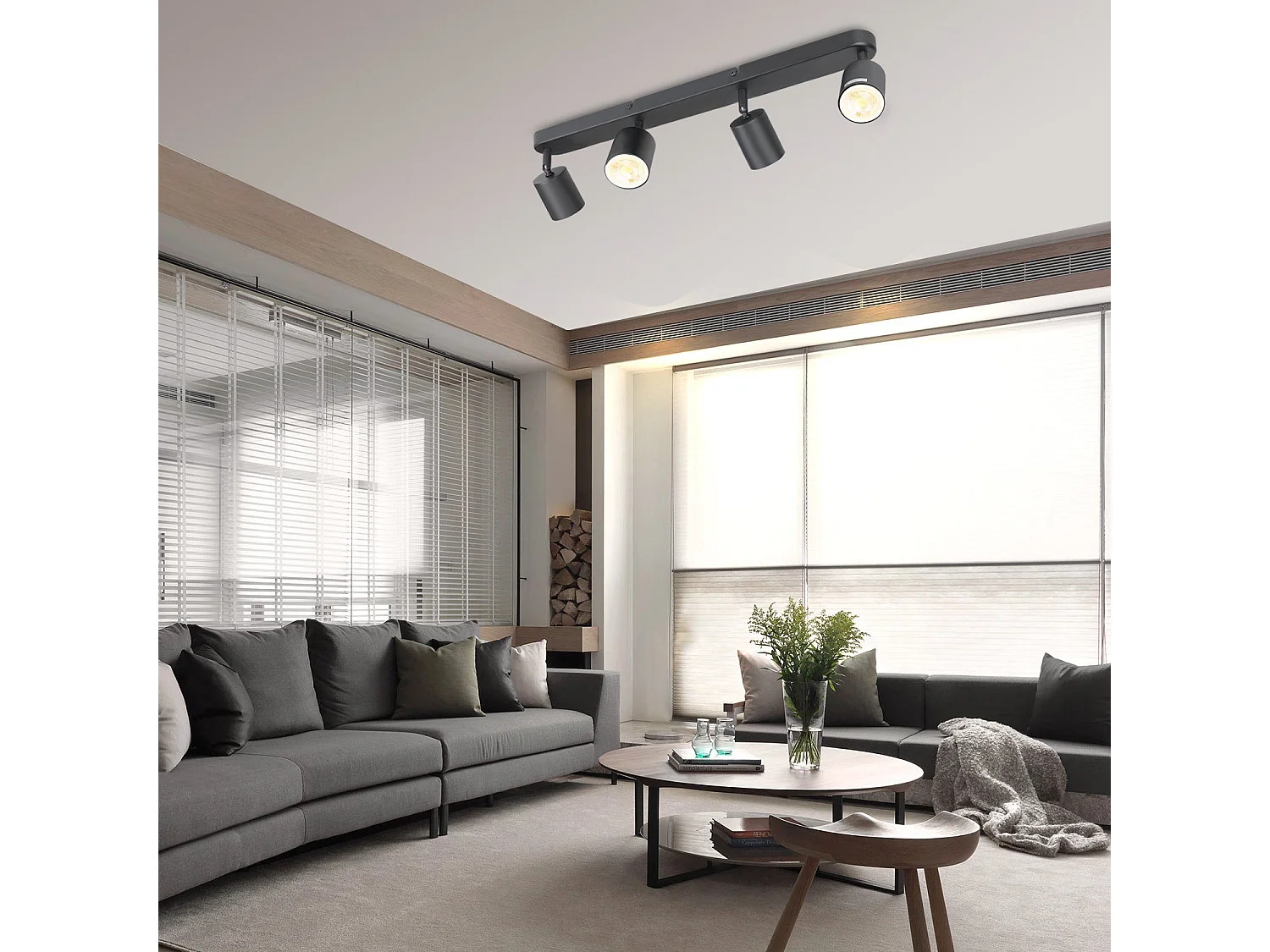 NETTLIFE Opbouwspot - plafondspot met 4 lichtpunten - Plafondlamp - zwart opbouwspots - L 58 cm - draaibar - kantelbaar - GU10 fitting - plafoniere - excl. GU10