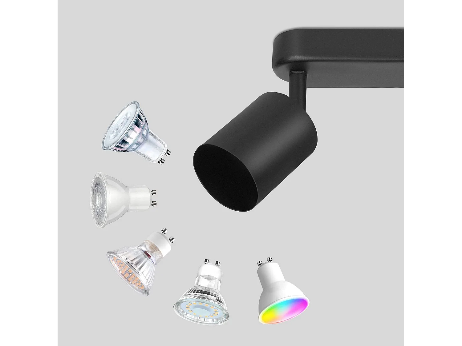 NETTLIFE 4 Spots GU10 Max.25w Plafonnier LED Noir Salon Spot Orientable à 350° pour Couloir Chambre Cuisine Salle à Manger Table à Manger