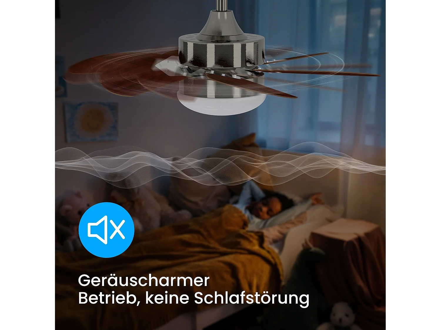 NETTLIFE Ventilateur de plafond  avec éclairage, télécommande, silencieux, avec minuterie, 6 pales, pour chambre à coucher