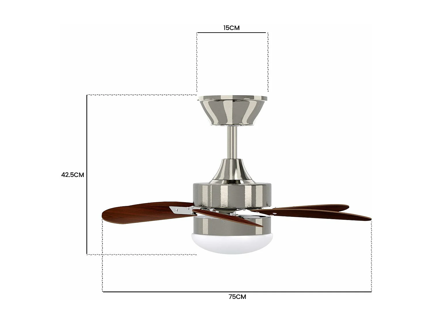 NETTLIFE Ventilateur de plafond  avec éclairage, télécommande, silencieux, avec minuterie, 6 pales, pour chambre à coucher