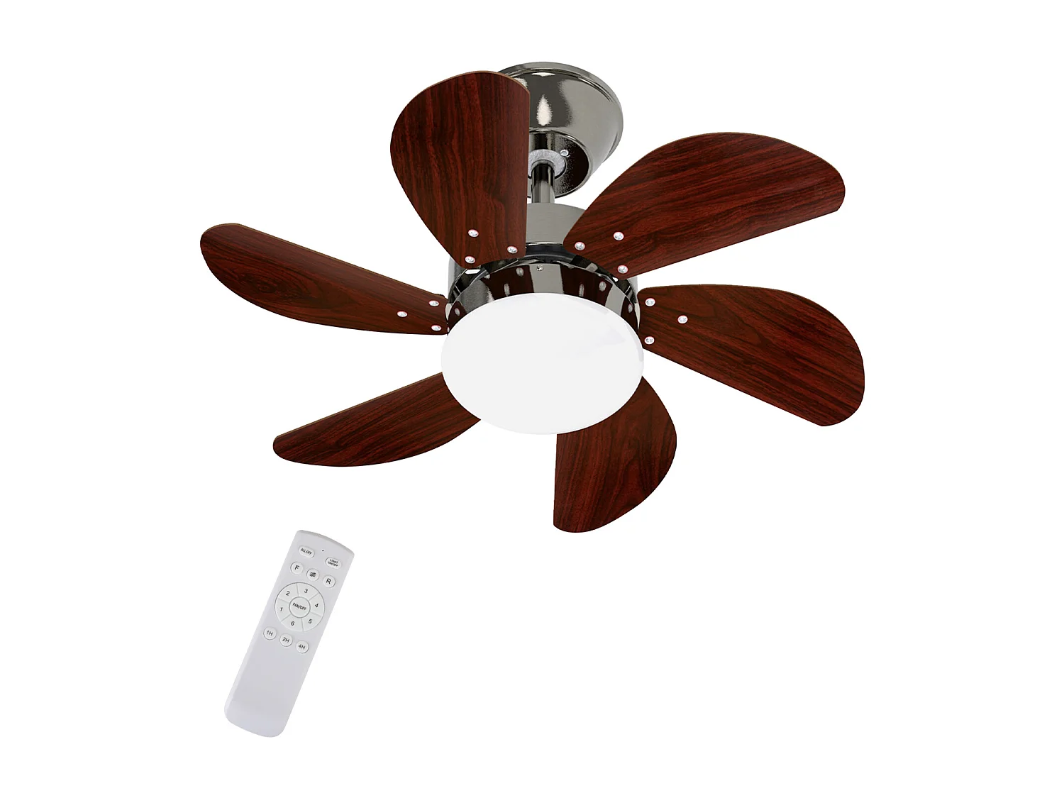 NETTLIFE Ventilateur de plafond  avec éclairage, télécommande, silencieux, avec minuterie, 6 pales, pour chambre à coucher