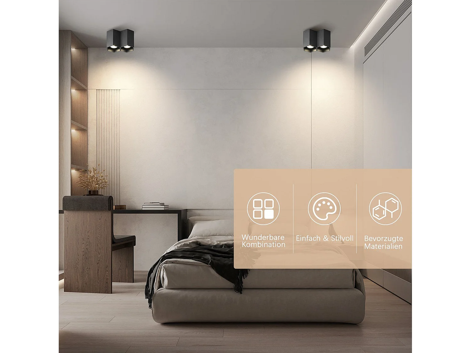 NETTLIFE Deckenstrahler mit GU10-Aufbaumontage, hell, für Café, Küche, Esszimmer, Deckenleuchte, ohne Leuchtmittel, 2 Stück, schwarz