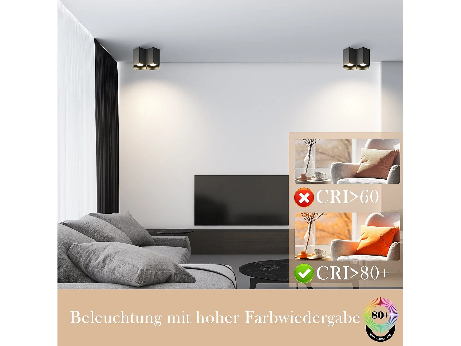 NETTLIFE Deckenstrahler mit GU10-Aufbaumontage, hell, für Café, Küche, Esszimmer, Deckenleuchte, ohne Leuchtmittel, 2 Stück, schwarz