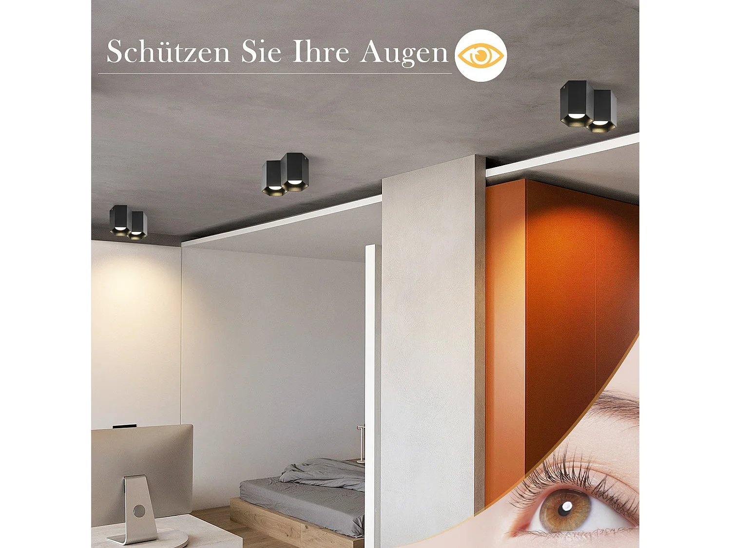 NETTLIFE Deckenstrahler mit GU10-Aufbaumontage, hell, für Café, Küche, Esszimmer, Deckenleuchte, ohne Leuchtmittel, 2 Stück, schwarz