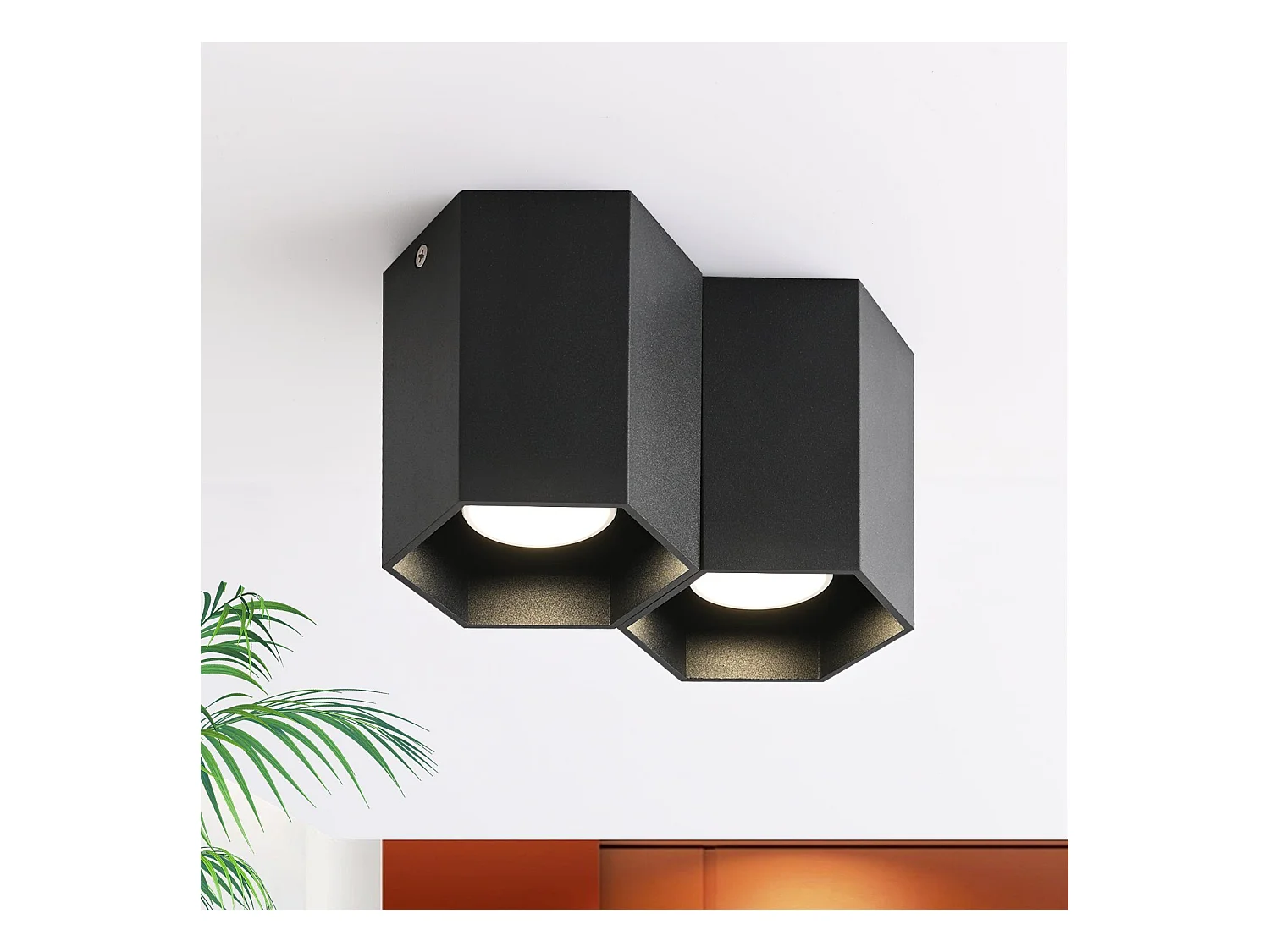 NETTLIFE 2 spots de plafond en saillie noir GU10 lumineux pour café cuisine salle à manger plafonnier sans ampoule