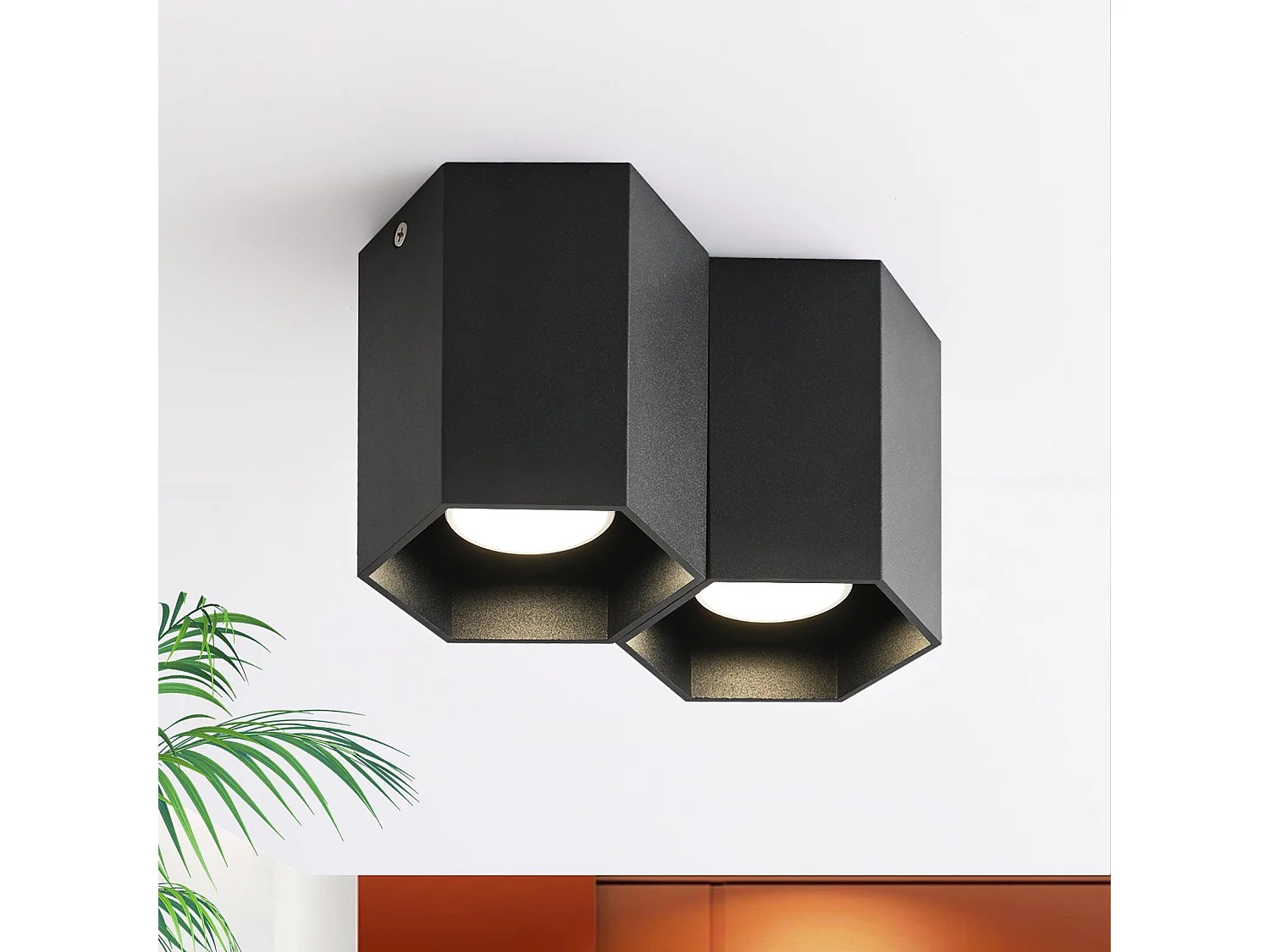 NETTLIFE 2 spots de plafond en saillie noir GU10 lumineux pour café cuisine salle à manger plafonnier sans ampoule