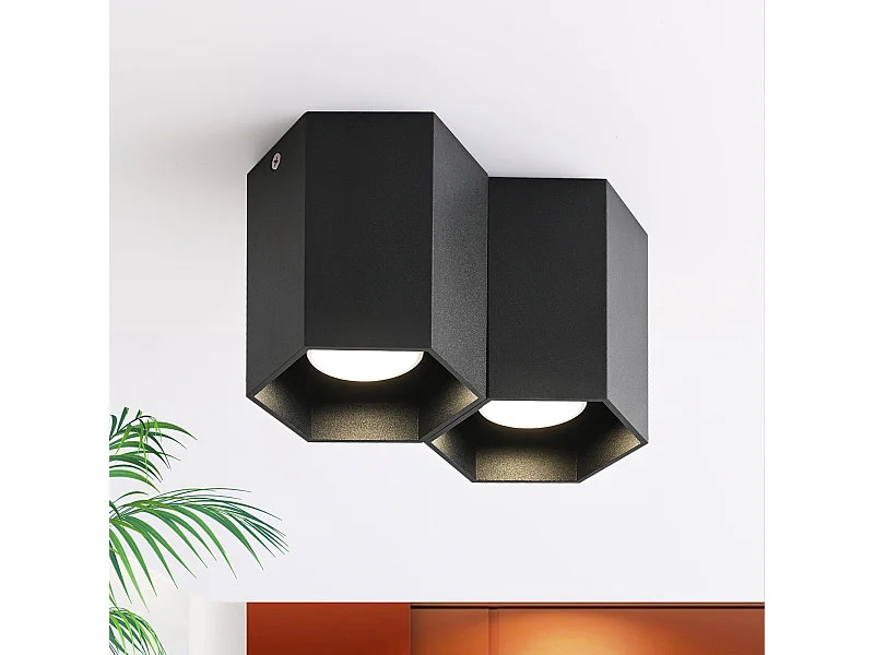 NETTLIFE Deckenstrahler mit GU10-Aufbaumontage, hell, für Café, Küche, Esszimmer, Deckenleuchte, ohne Leuchtmittel, 2 Stück, schwarz