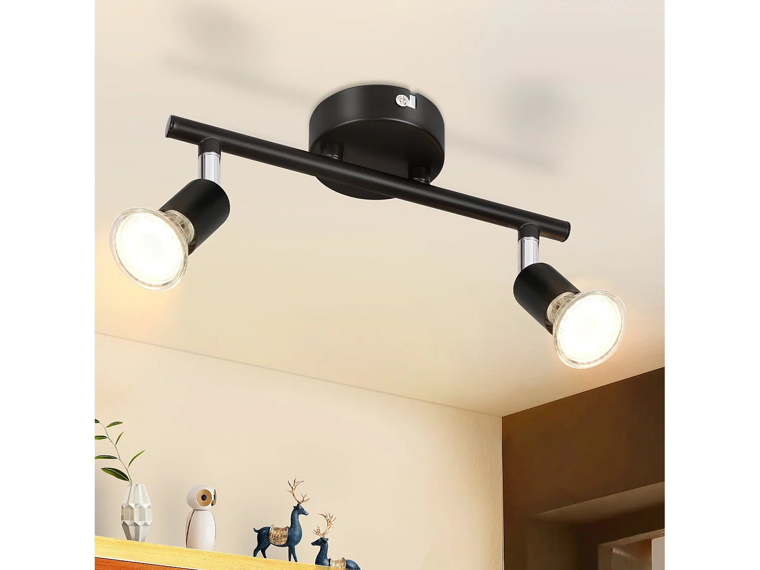 NETTLIFE 2er LED Deckenstrahler Schwarz 330° Drehbar GU10 Wall Washer für Flur Schlafzimmer Wohnzimmer