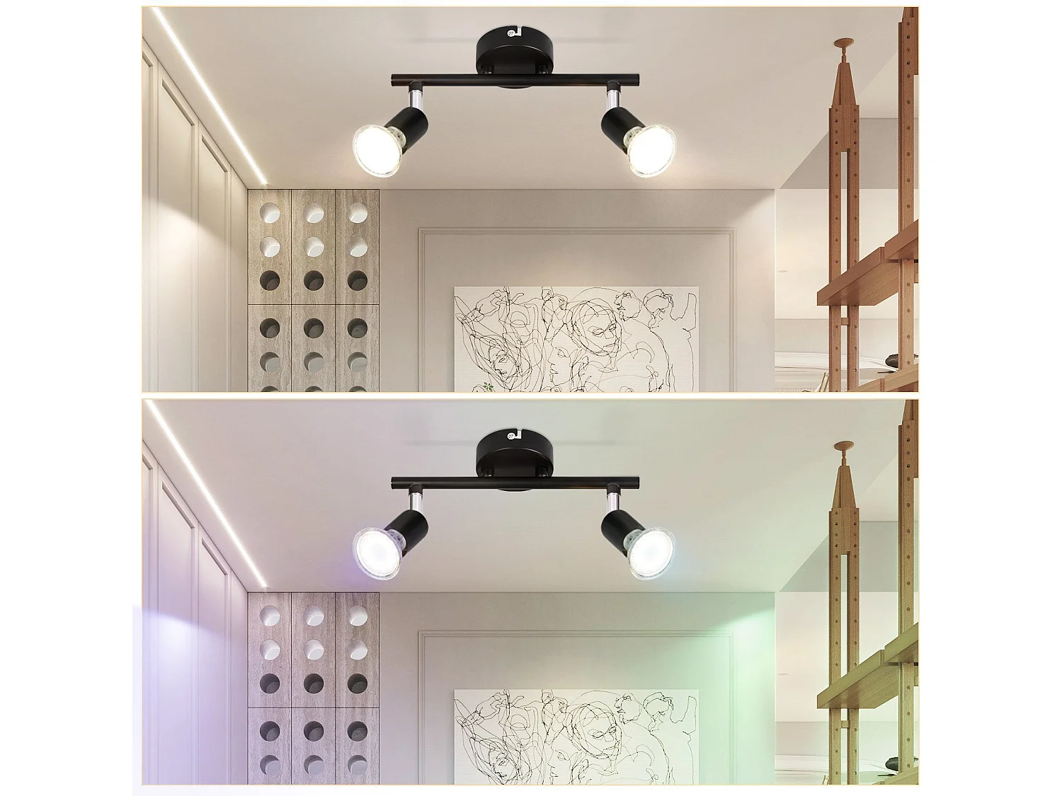 NETTLIFE 2er LED Deckenstrahler Schwarz 330° Drehbar GU10 Wall Washer für Flur Schlafzimmer Wohnzimmer