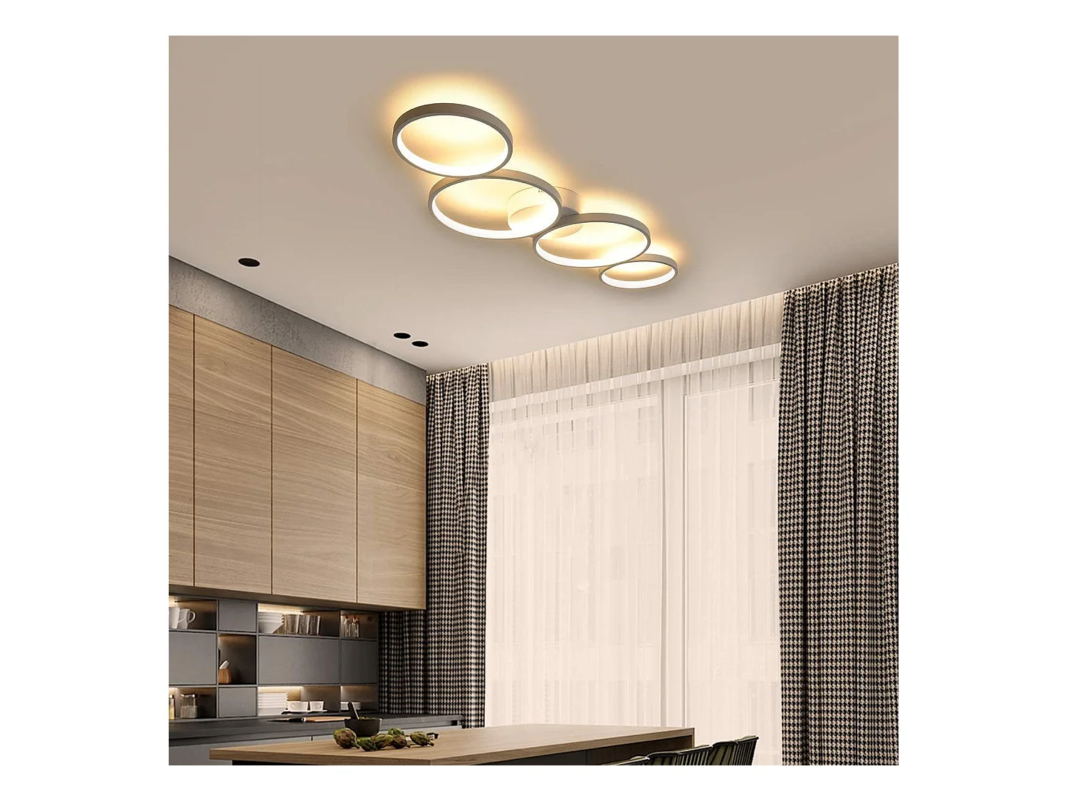 NETTLIFE Plafonnier LED Rond Moderne Blanc Chaud 3000K Anneau 37W Blanc 89cm Lampe de Bureau pour Chambre Salon Couloir Bureau