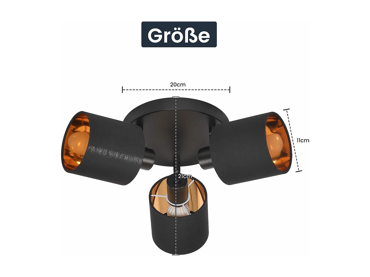 NETTLIFE 3 Spots de Plafond Noir Vintage E14 Pivotants à 350° MAX.25W avec Écran en Tissu pour Salon Chambre Cuisine Couloir (sans ampoule)