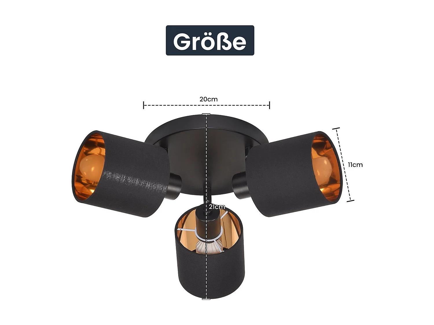 NETTLIFE 3 Spots de Plafond Noir Vintage E14 Pivotants à 350° MAX.25W avec Écran en Tissu pour Salon Chambre Cuisine Couloir (sans ampoule)