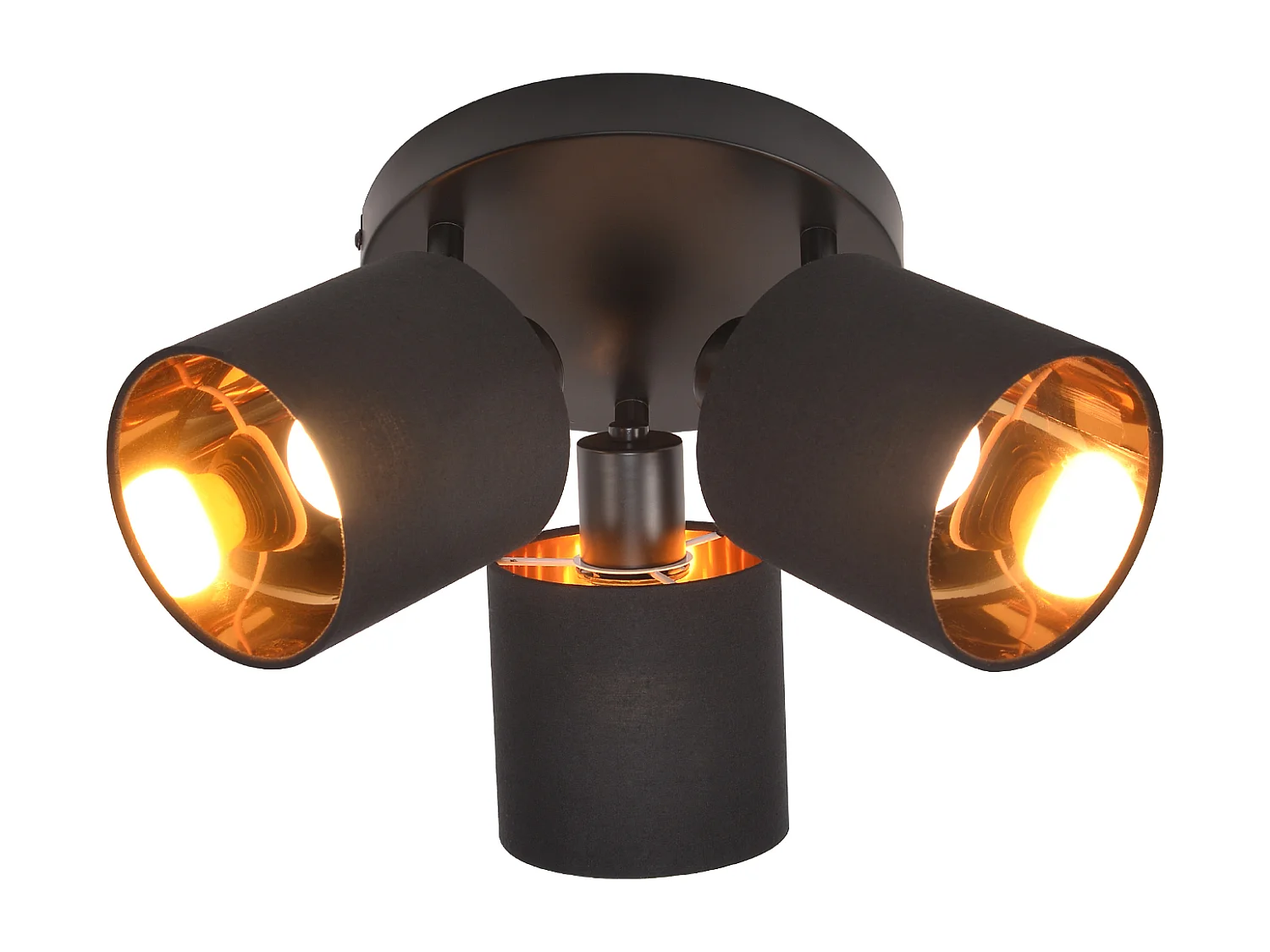 NETTLIFE 3 Spots de Plafond Noir Vintage E14 Pivotants à 350° MAX.25W avec Écran en Tissu pour Salon Chambre Cuisine Couloir (sans ampoule)