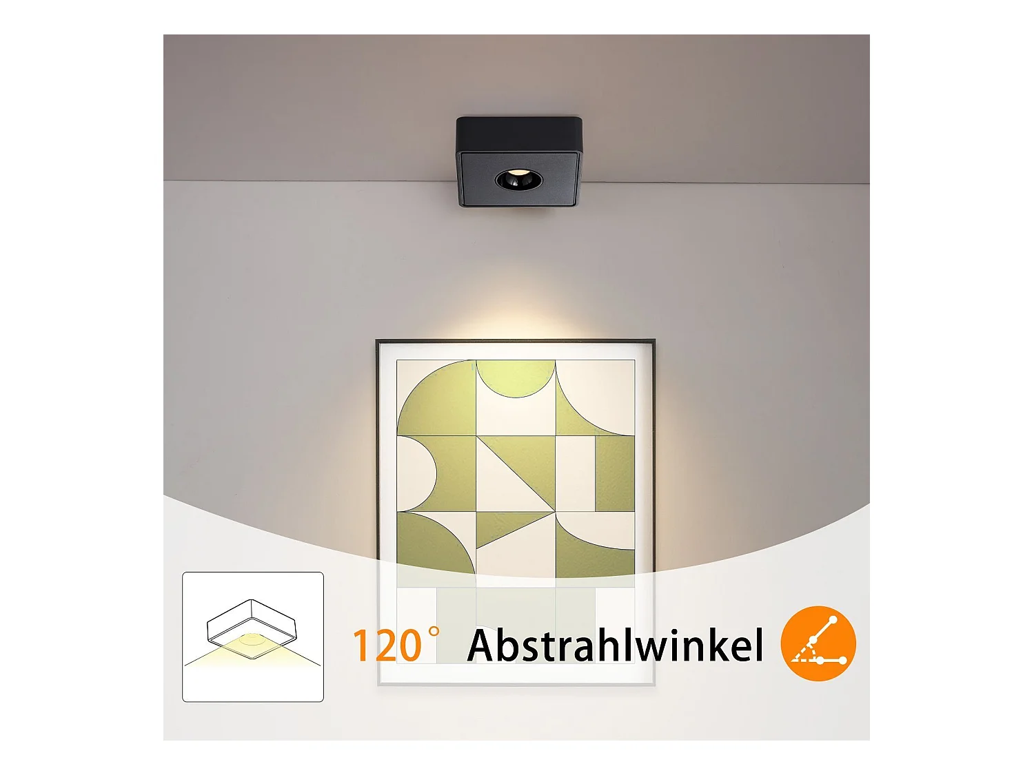 NETTLIFE Spot de Plafond LED noir 7W en saillie angulaire blanc chaud petit plafonnier pour salon couloir chambre salle à manger cuisine restaurant