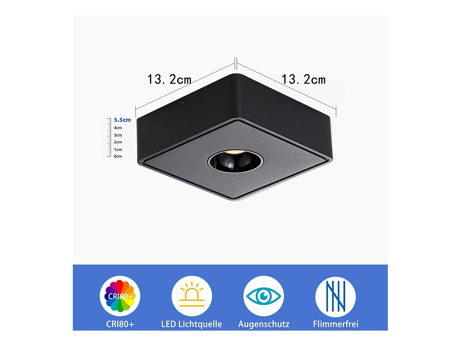 NETTLIFE Spot de Plafond LED noir 7W en saillie angulaire blanc chaud petit plafonnier pour salon couloir chambre salle à manger cuisine restaurant