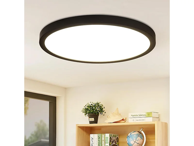 NETTLIFE Plafondlamp LED - 23cm - Zwart - rond - 4000K Neutraal wit Licht - Modern Plafondverlichting - voor Badkamer | Slaapkamer | Woonkamer | Keuken- 24W