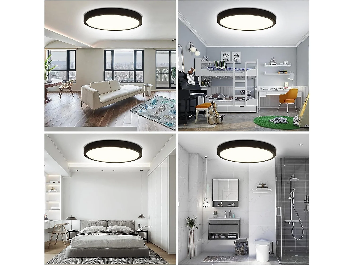 NETTLIFE Plafondlamp LED - 23cm - Zwart - rond - 4000K Neutraal wit Licht - Modern Plafondverlichting - voor Badkamer | Slaapkamer | Woonkamer | Keuken- 24W