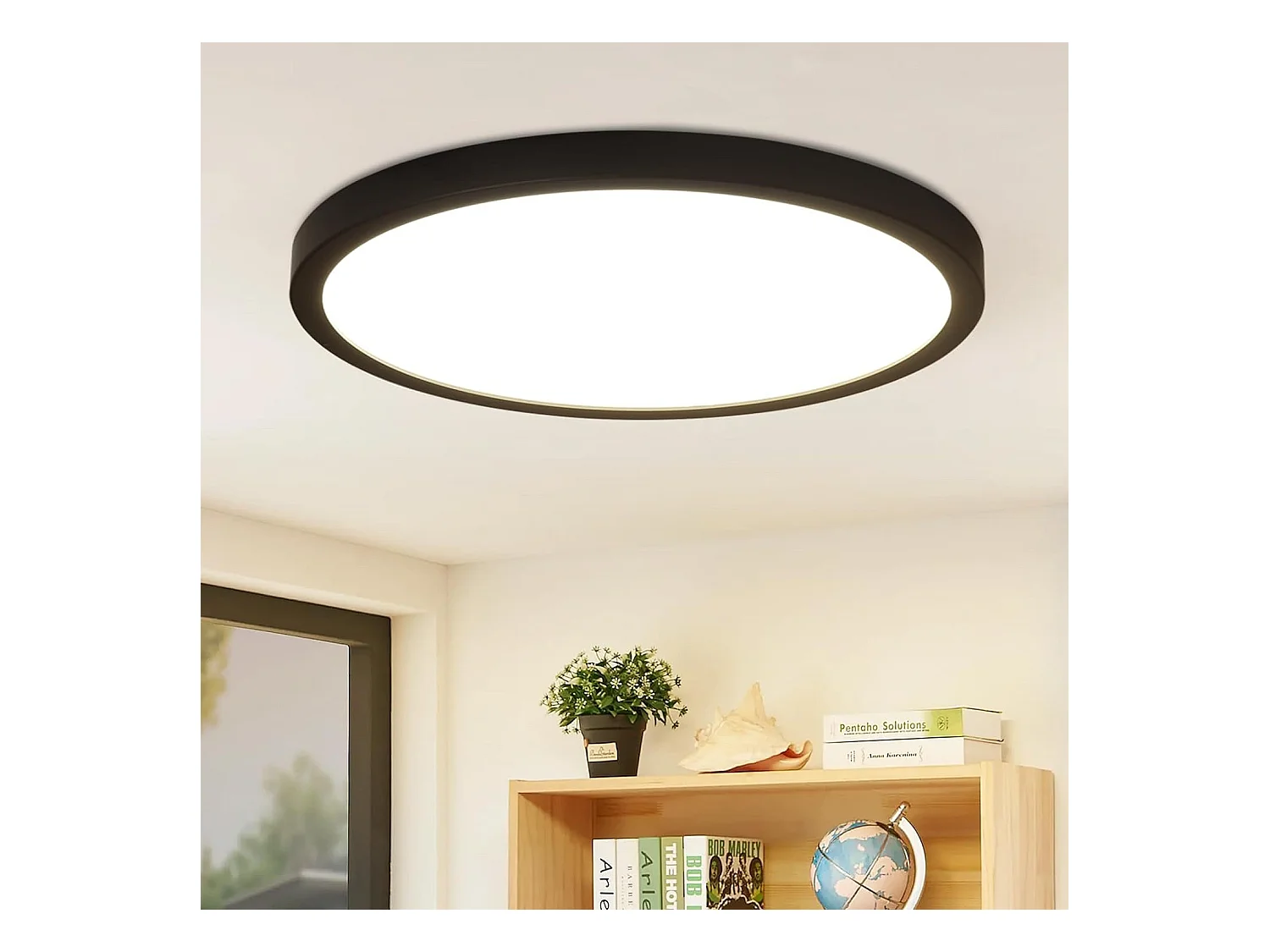 NETTLIFE Plafondlamp LED - 23cm - Zwart - rond - 4000K Neutraal wit Licht - Modern Plafondverlichting - voor Badkamer | Slaapkamer | Woonkamer | Keuken- 24W