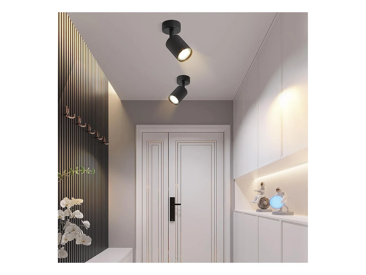 NETTLIFE Spot LED Noir GU10 330°Pivotant Lampe de Couloir Moderne Applique Murale Industrielle pour Salon Chambre Cuisine