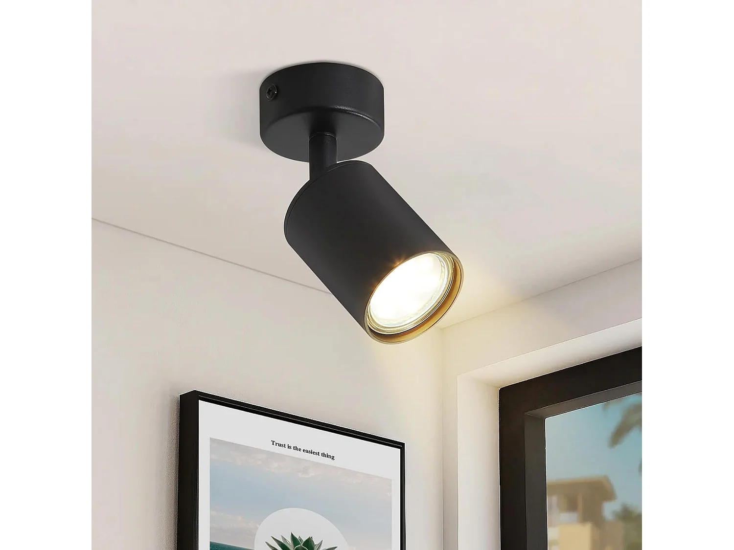 NETTLIFE Spot LED Noir GU10 330°Pivotant Lampe de Couloir Moderne Applique Murale Industrielle pour Salon Chambre Cuisine