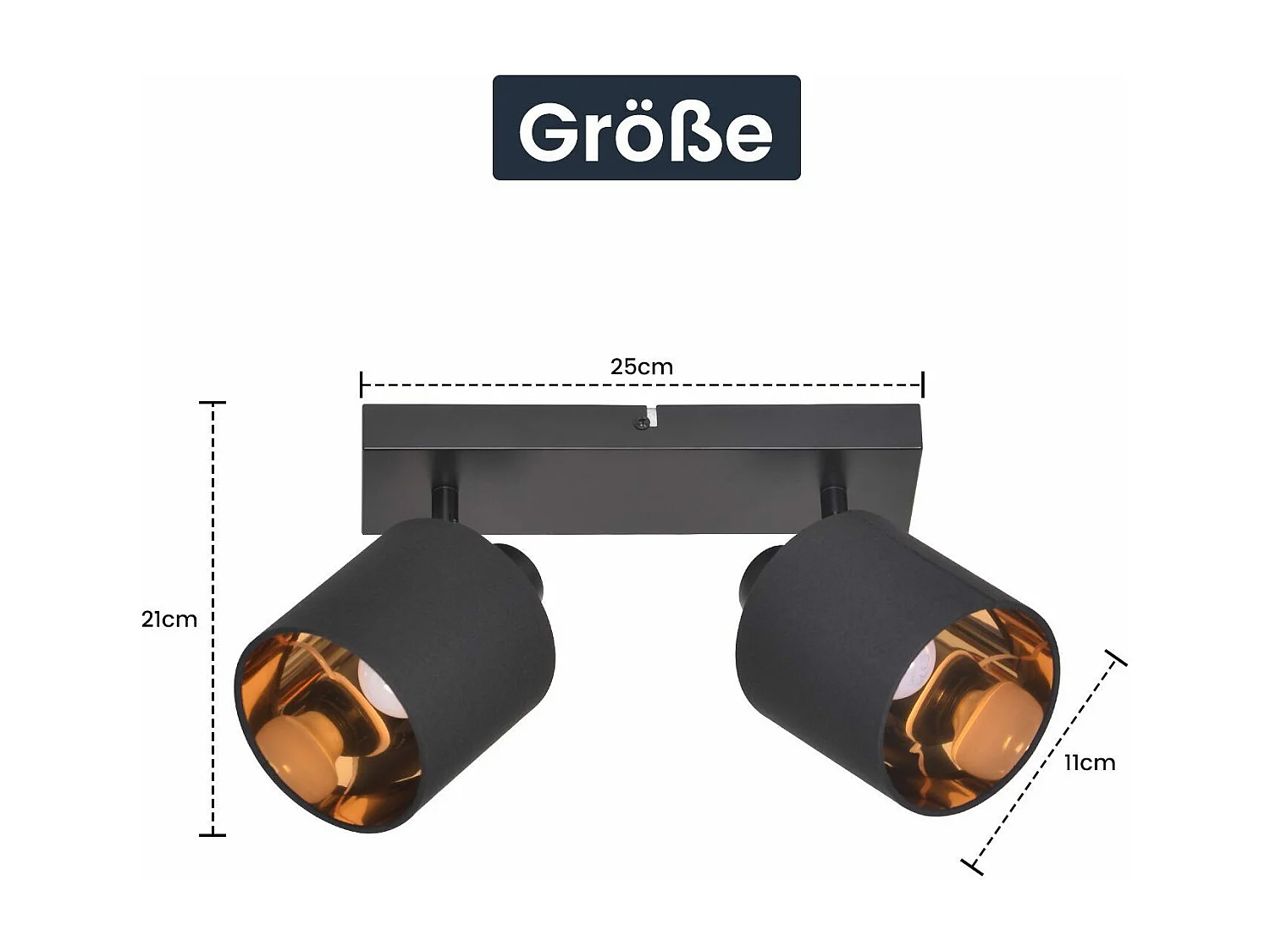 NETTLIFE 2 Vintage Schwarz Deckenstrahler E14 350° Drehbar mit Stoffschirm für Wohnzimmer Schlafzimmer Küche, Ohne Leuchtmittel