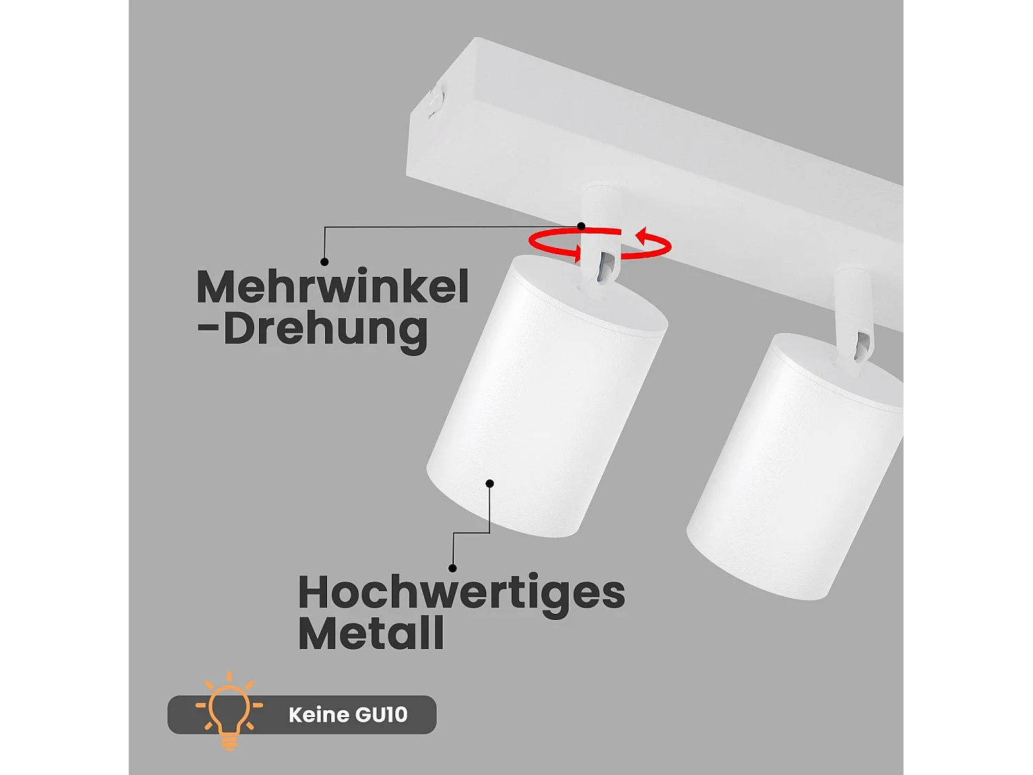 NETTLIFE Spot Max.25w GU10 Plafonnier LED Lampe de Couloir Moderne Pivotante à 350° Murale Industrielle pour Salon Chambre Cuisine