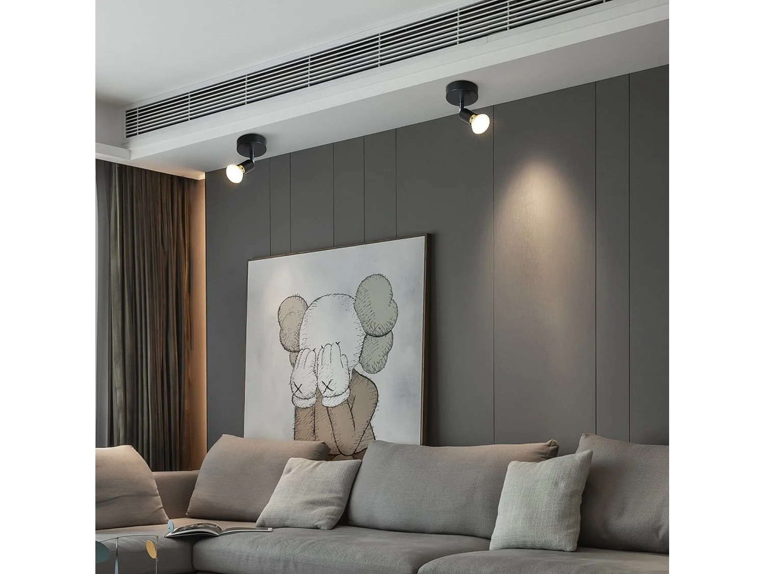 NETTLIFE Spot GU10 Max.40 W Applique murale d'intérieur moderne noire, spot orientable à 330°, abat-jour en tissu métallique, pour couloir, cuisine,