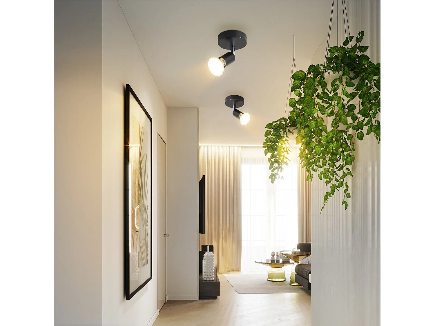 NETTLIFE Spot GU10 Max.40W Moderne schwarze Wandleuchte für den Innenbereich, 330° verstellbarer Strahler, Lampenschirm aus Metallgewebe, für Flur, Küche,