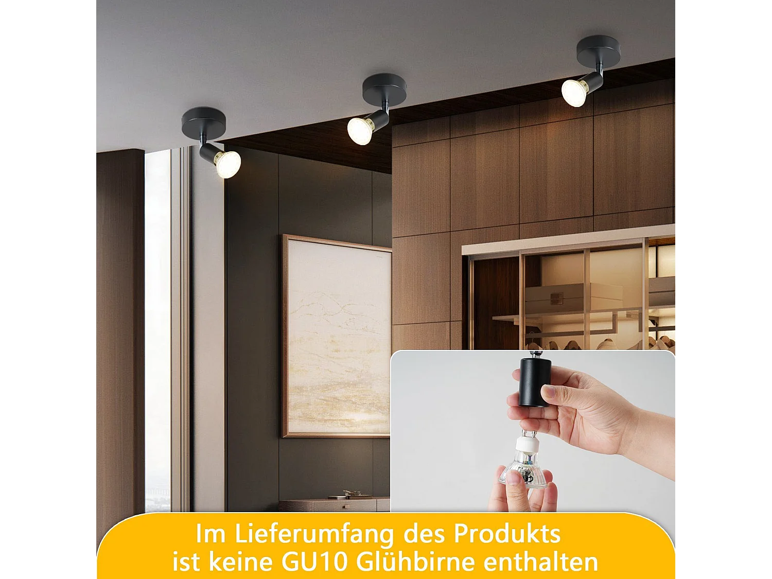 NETTLIFE Spot GU10 Max.40W Moderne schwarze Wandleuchte für den Innenbereich, 330° verstellbarer Strahler, Lampenschirm aus Metallgewebe, für Flur, Küche,