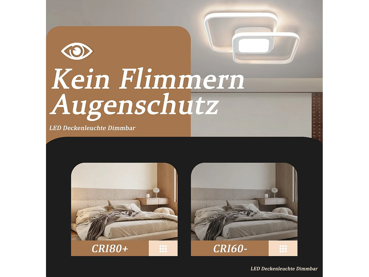 NETTLIFE Plafonnier LED 48W Métal Blanc Dimmable Moderne avec Télécommande pour Chambre Salon Cuisine Salle à Manger