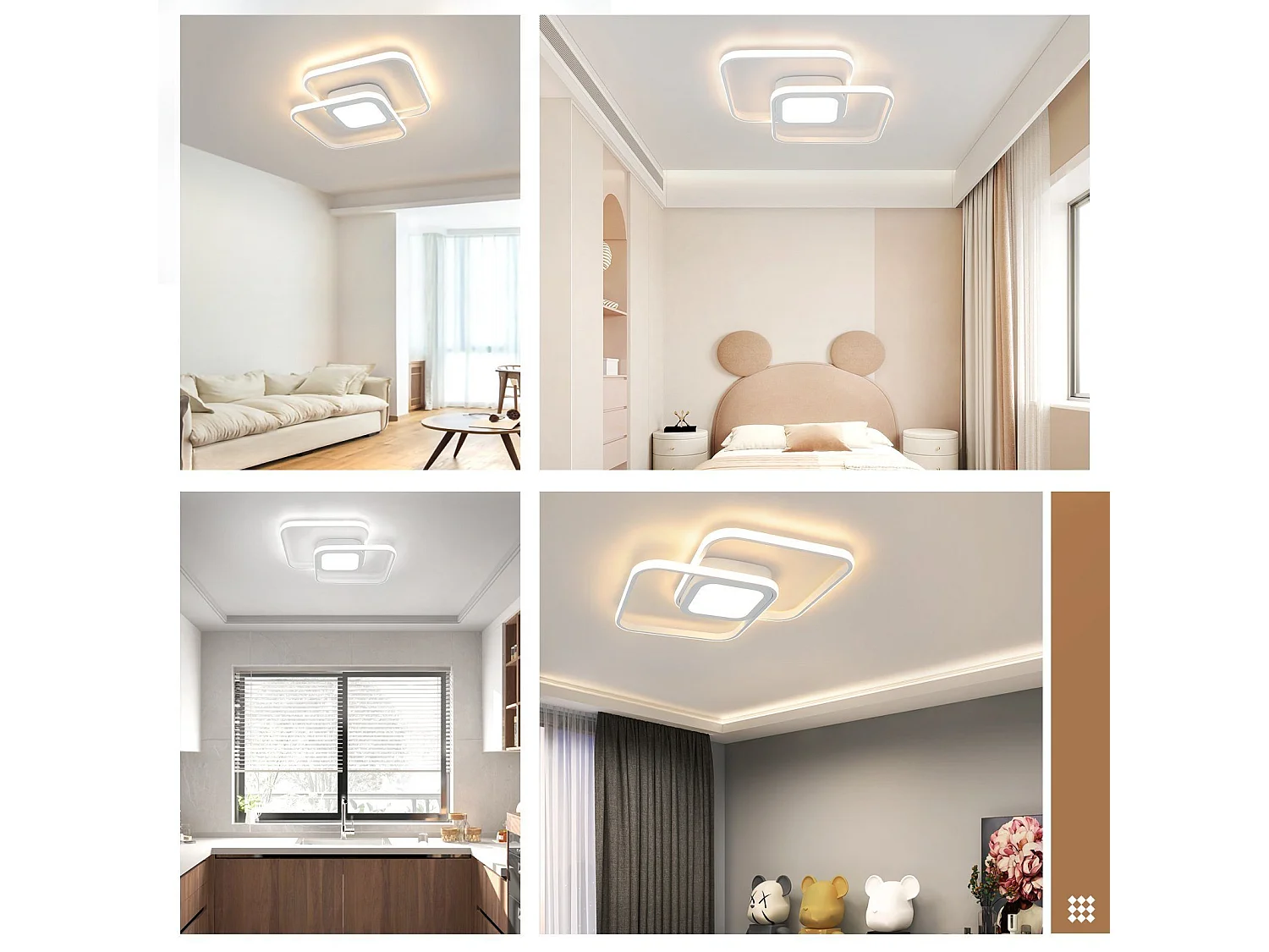 NETTLIFE Plafonnier LED 48W Métal Blanc Dimmable Moderne avec Télécommande pour Chambre Salon Cuisine Salle à Manger