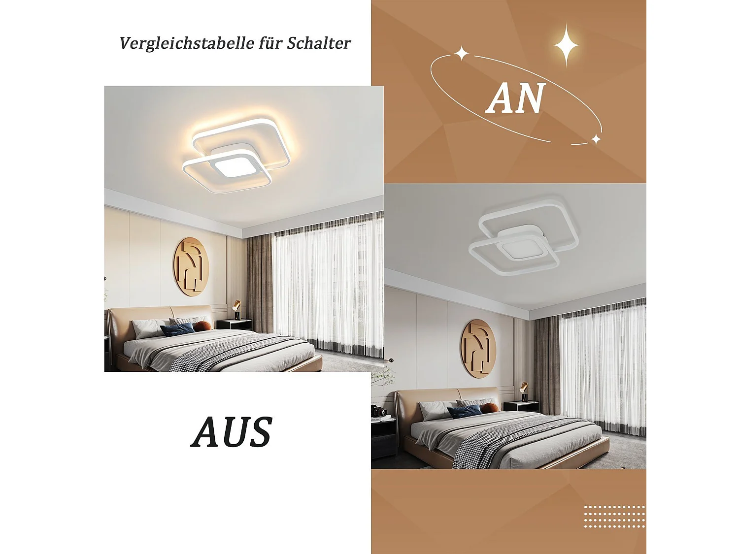 NETTLIFE Plafonnier LED 48W Métal Blanc Dimmable Moderne avec Télécommande pour Chambre Salon Cuisine Salle à Manger