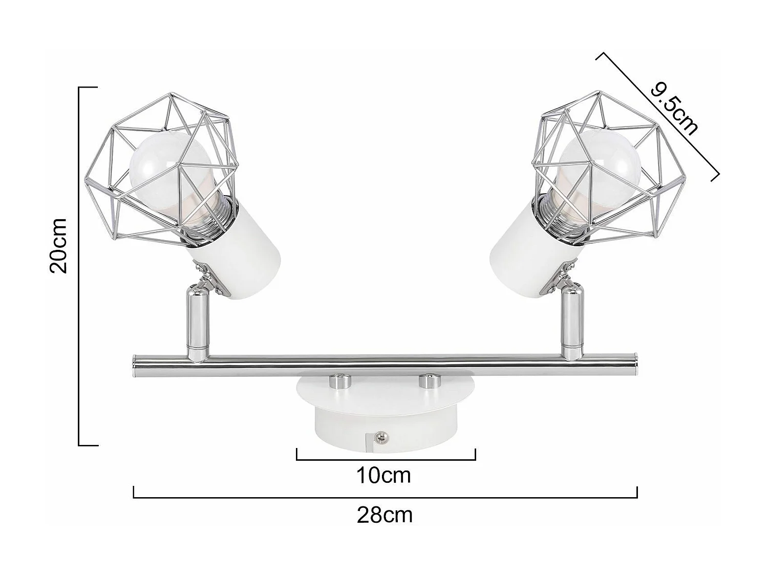 NETTLIFE 2 Spots de Plafond Pivotantes Intérieur Blanc Industriel en Métal E14 Réglable à 350° pour Bureau Vestiaire Couloir Salle de Bain