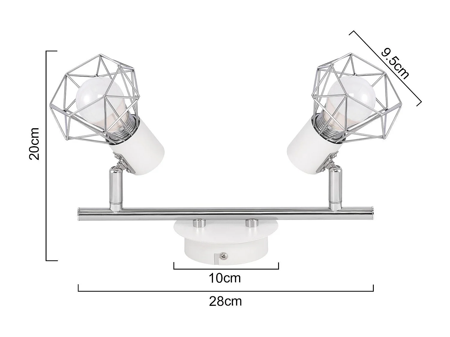 NETTLIFE 2 Spots de Plafond Pivotantes Intérieur Blanc Industriel en Métal E14 Réglable à 350° pour Bureau Vestiaire Couloir Salle de Bain