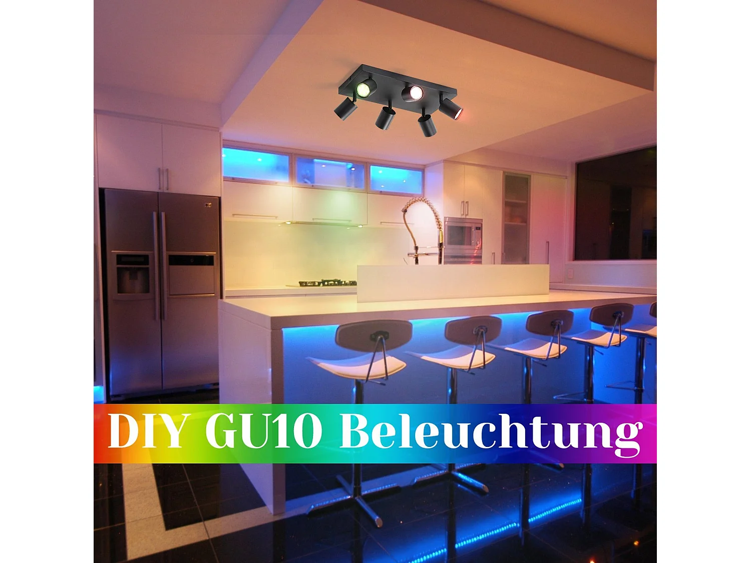 NETTLIFE Deckenleuchte 6 schwarze GU10 Spots 330° verstellbar Moderne Industrielle Wandleuchte für Wohnzimmer Schlafzimmer Küche ohne Leuchtmittel