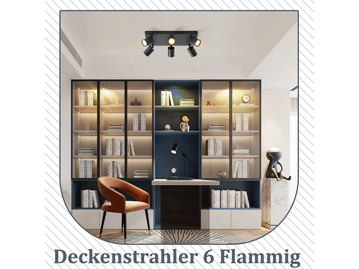 NETTLIFE Deckenleuchte 6 schwarze GU10 Spots 330° verstellbar Moderne Industrielle Wandleuchte für Wohnzimmer Schlafzimmer Küche ohne Leuchtmittel