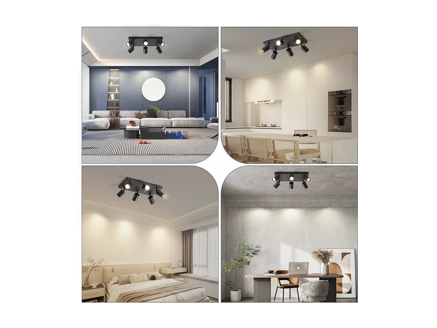 NETTLIFE Deckenleuchte 6 schwarze GU10 Spots 330° verstellbar Moderne Industrielle Wandleuchte für Wohnzimmer Schlafzimmer Küche ohne Leuchtmittel