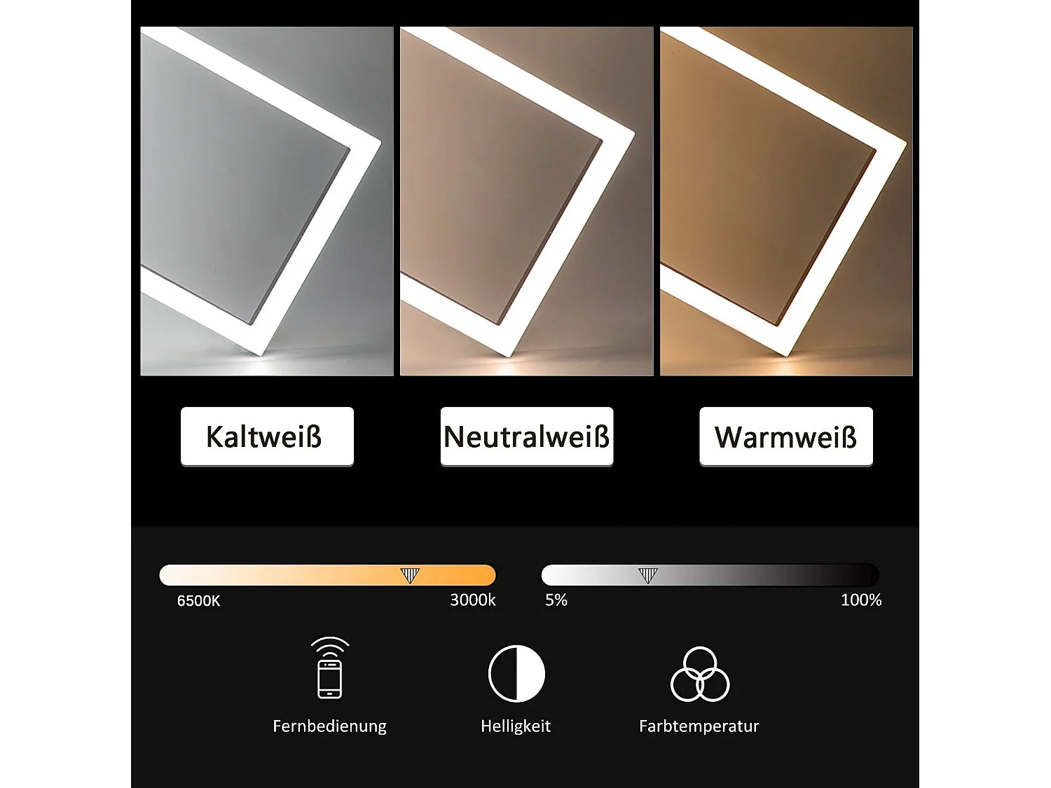 NETTLIFE Plafondlamp LED – Zwart – vierkant - 3-Lichts - 3000K Warm wit Licht - Moderne Plafondverlichting – Metaal - voor Woonkamer | Slaapkamer | Gang - 48W