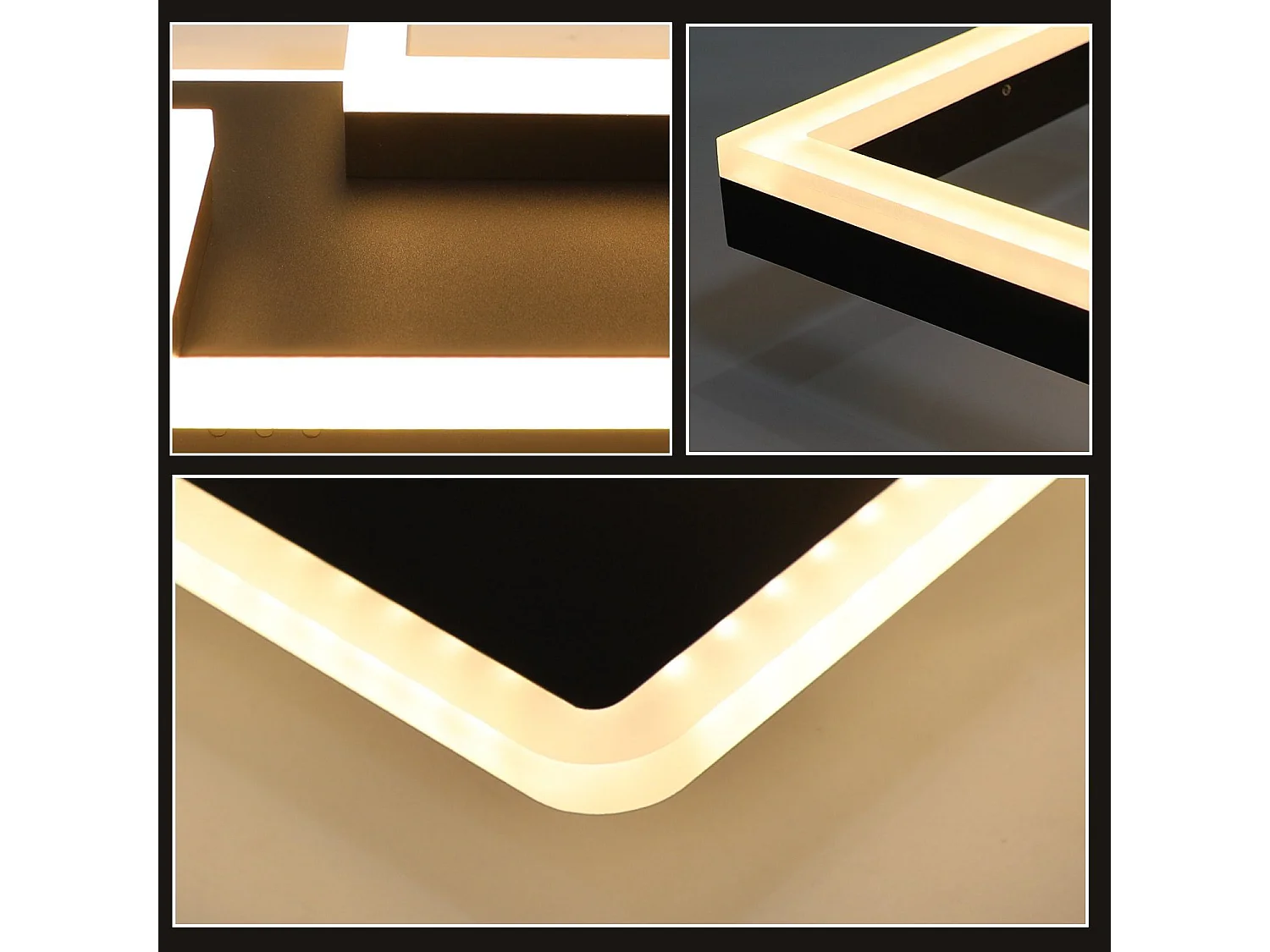 NETTLIFE Plafondlamp LED – Zwart – vierkant - 3-Lichts - 3000K Warm wit Licht - Moderne Plafondverlichting – Metaal - voor Woonkamer | Slaapkamer | Gang - 48W