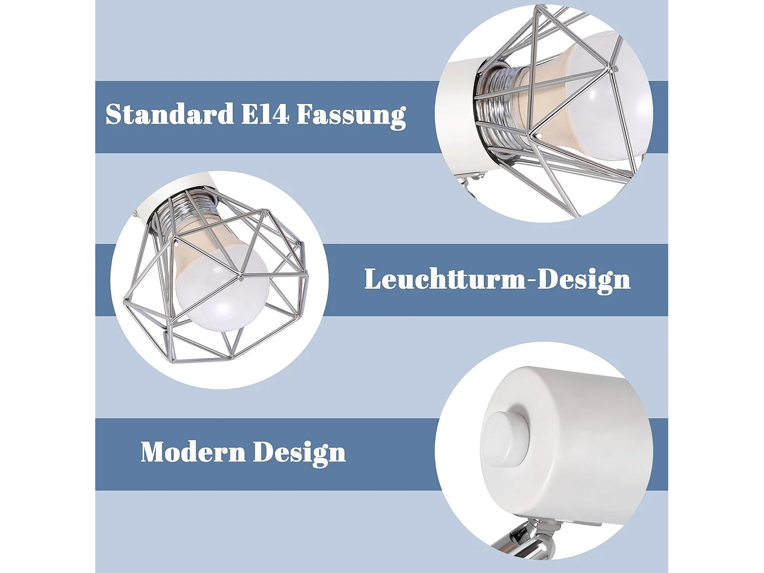 NETTLIFE 3 Spots de Plafond E14 Rond Industriel Rétro Pivotant en Métal Blanc pour Salon Étude Couloir Cuisine Ampoules Max. 25W