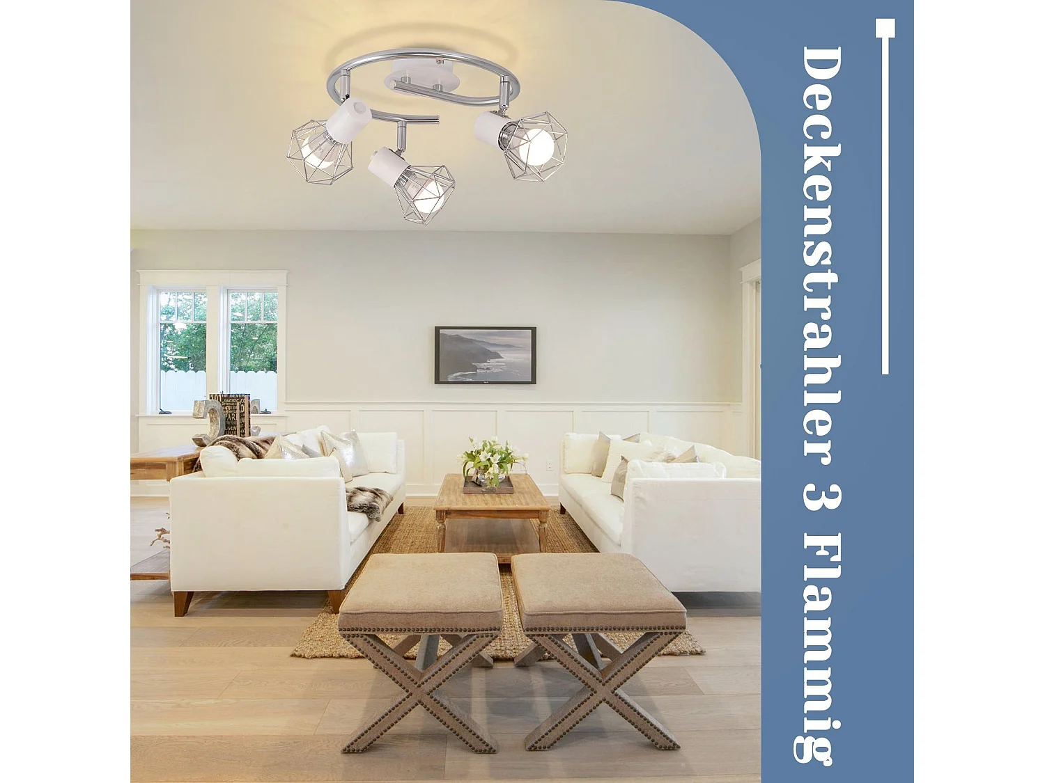 NETTLIFE 3 Spots de Plafond E14 Rond Industriel Rétro Pivotant en Métal Blanc pour Salon Étude Couloir Cuisine Ampoules Max. 25W