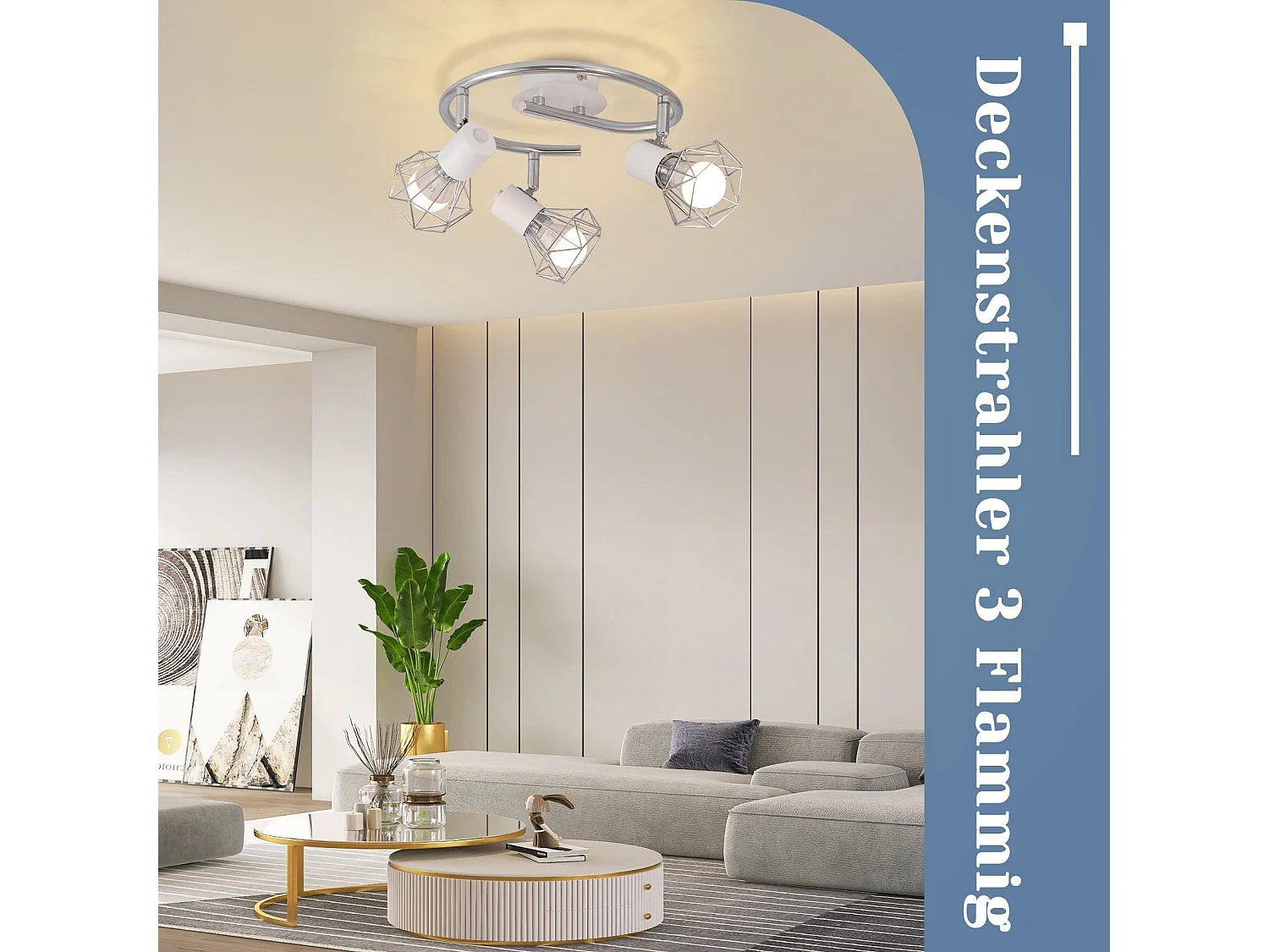 NETTLIFE 3 Spots de Plafond E14 Rond Industriel Rétro Pivotant en Métal Blanc pour Salon Étude Couloir Cuisine Ampoules Max. 25W