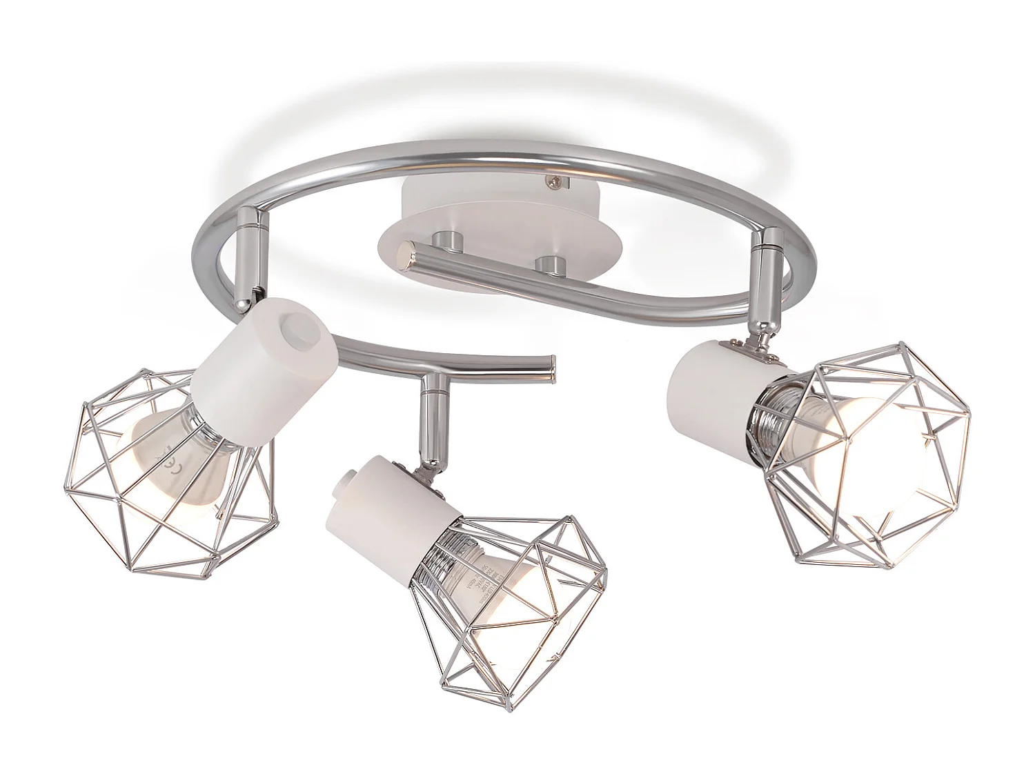 NETTLIFE 3 Spots de Plafond E14 Rond Industriel Rétro Pivotant en Métal Blanc pour Salon Étude Couloir Cuisine Ampoules Max. 25W