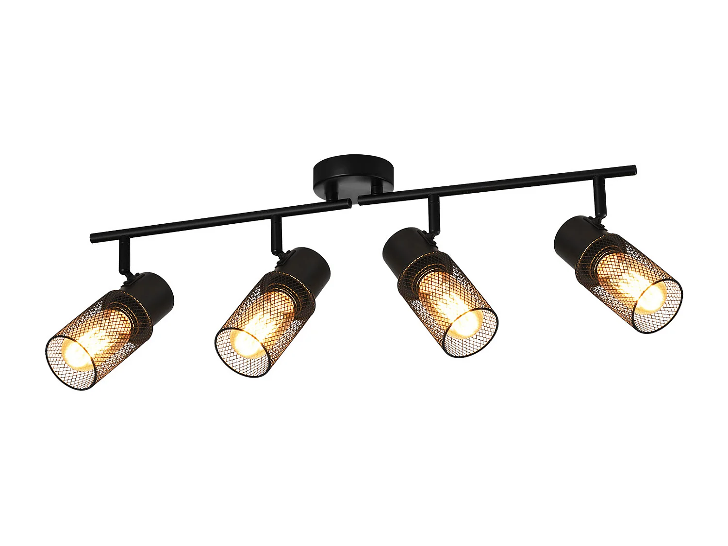 NETTLIFE 4 spots de plafond vintage métal noir E27 orientables à 330° pour salon chambre cuisine d'enfant sans ampoule